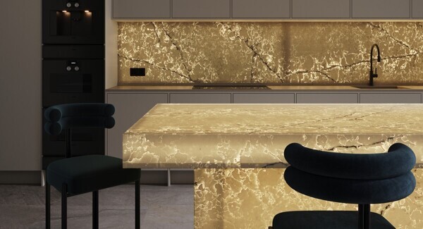 Bianco Crystallo EQAM043 столешница под оникс с подсветкой